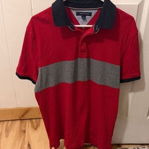 Tommy Hilfiger Red and Gray Polo Shirt